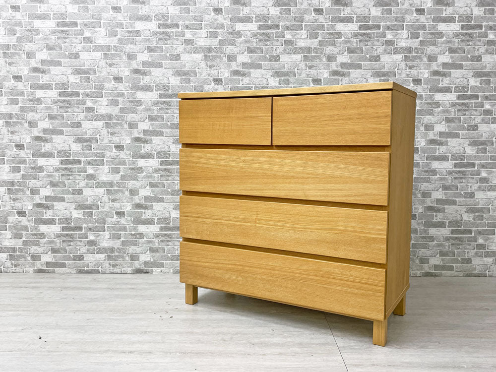 無印良品 MUJI 木製チェスト タモ材 4段 抽斗5杯 フルオープン 幅95cm ナチュラル シンプルデザイン 中古品 買い取りしました。