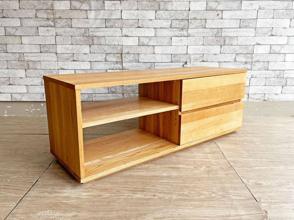 無印良品 MUJI 無垢材 AVラック オーク材 AVボード W120cm 抽斗2杯 ナチュラルデザイン 廃番 中古品 買い取りしました。