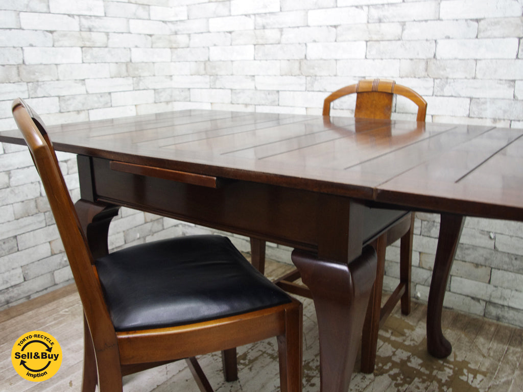 ロイズアンティークス Lloyd's Antiques ドローリーフテーブル 伸長式 & ダイニングチェア 2脚 中古品 買い取りしました。