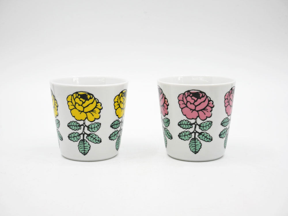 マリメッコ marimekko ヴィヒキルース VIHKIRUUSU ラテマグ ピンク ＆ イエロー 2008年 旧タイプ 廃番 希少 マイヤ・イソラ Maija Isola 北欧食器 中古品 買い取りしました。