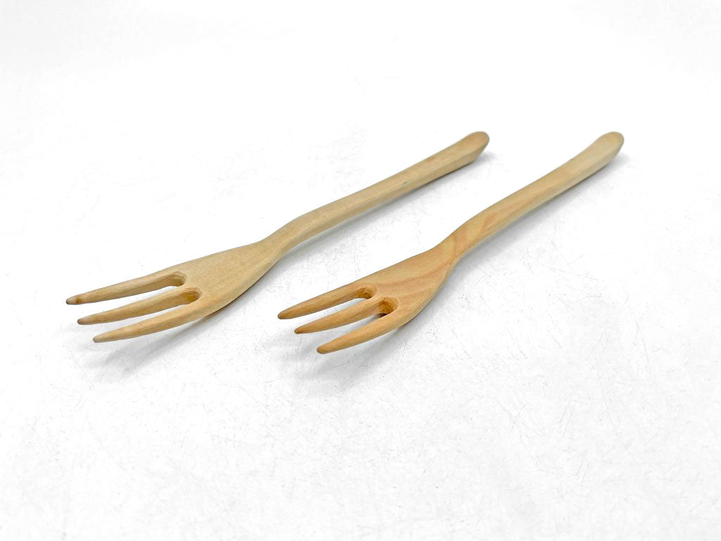 三谷龍二 パスタフォーク 18.5cm 無垢材 木の器 カトラリー ナチュラル 2本セット 現代作家 中古品 買い取りしました。