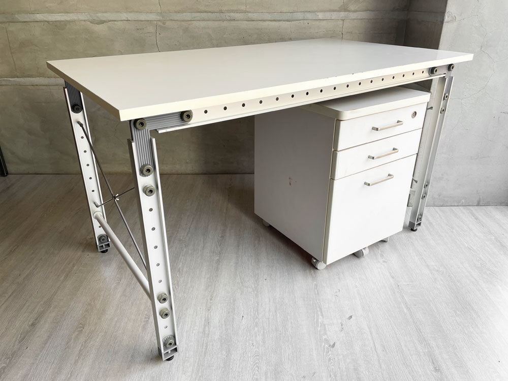 m-Do! i DESK COLOR Type オーダーメイド システムデスク ワークテーブル メラミン化粧板 アルミフレーム ＆ デスクワゴン キャビネット 抽斗3杯 中古品 買い取りしました。