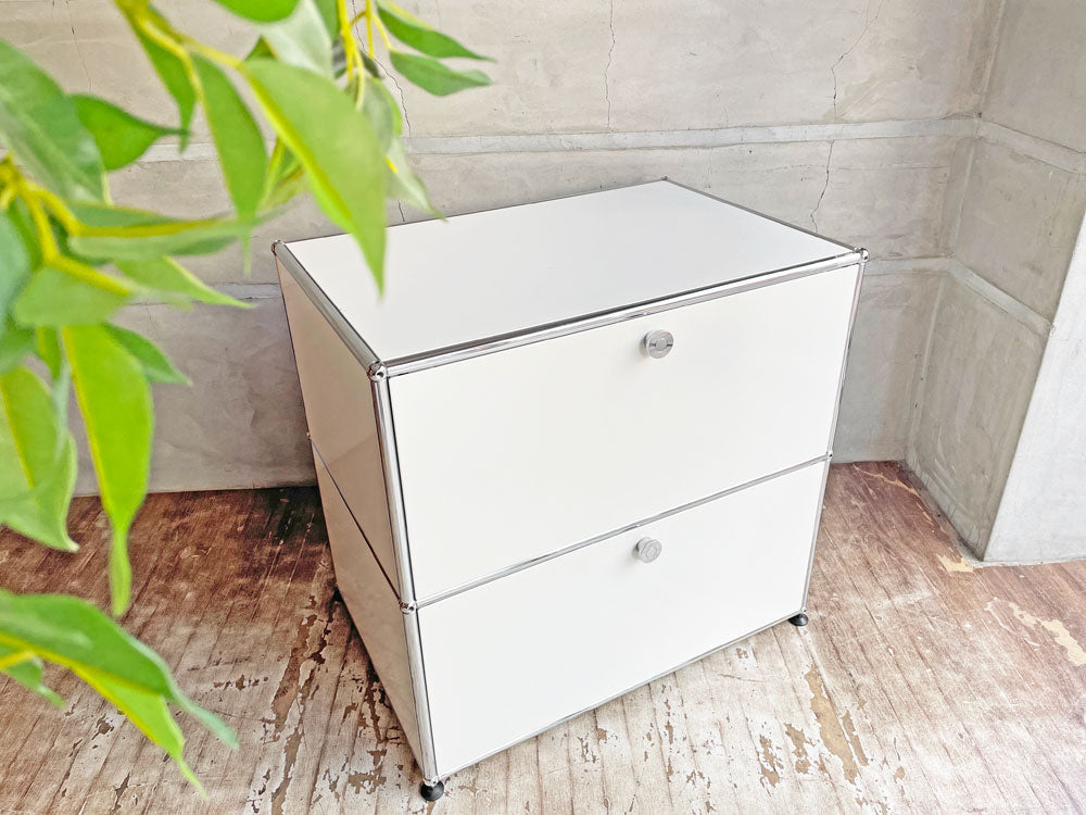 ユーエスエムハラー USMハラー USM Haller モジュラーファニチャー キャビネット シェルフ 1列2段 W77×D52cm ホワイト パスコボックス付き 中古品 買い取りしました。