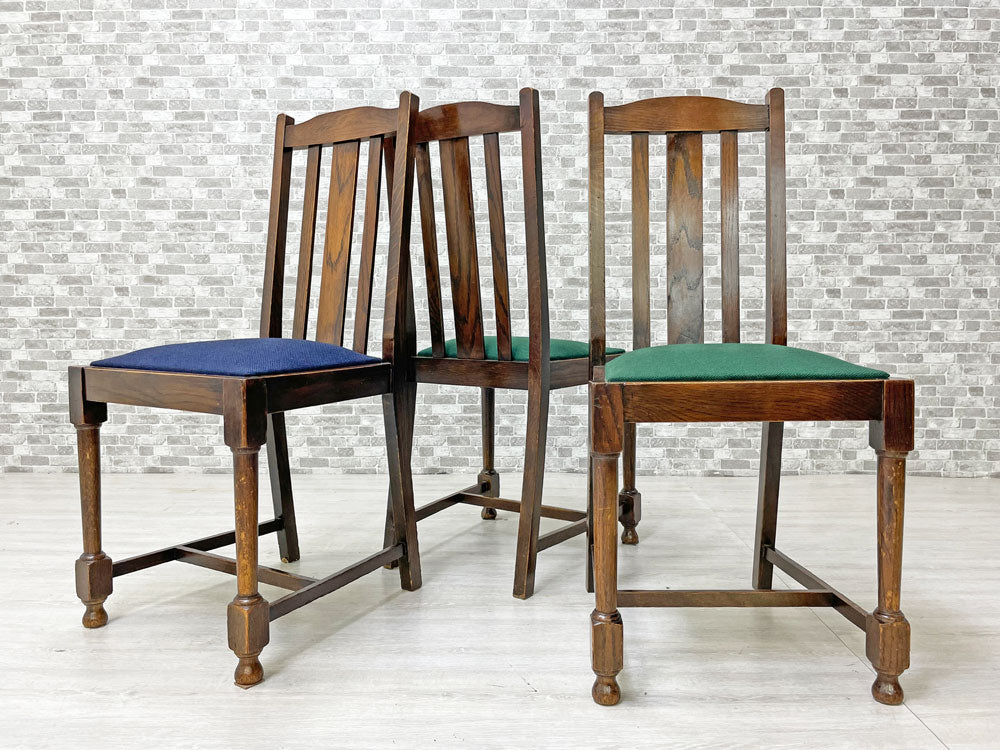 UKビンテージ Vintage ダイニングチェア オーク材 ブラウン ファブリック 中古品 買い取りしました。