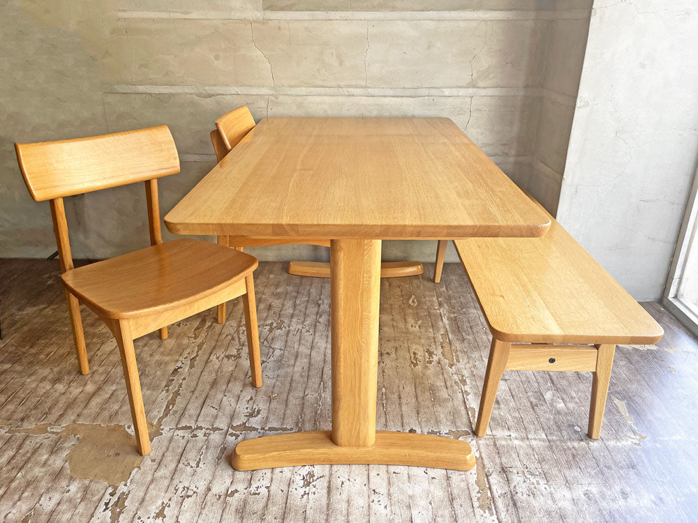 イバタインテリア ibata ダイニングテーブル ＆ ダイニングベンチ ＆ ダイニングチェア2脚 オーク無垢材 ナラ材 飛騨家具 ナチュラルモダン 中古品 買い取りしました。