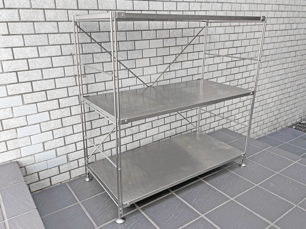 無印良品 MUJI ステンレスユニットシェルフ ステンレス棚セット 小 ワイド 3段 W86cm 定価18,900円 中古品 買い取りしました。