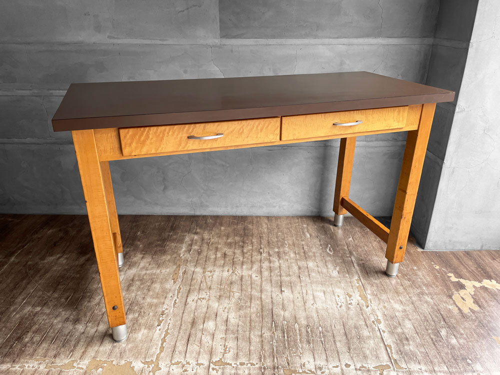 HAMILTON MANUFACTURING COMPANY デスク 作業台 ワーキングテーブル メラミントップ 抽斗2杯 H94.5 USビンテージ 中古品 買い取りしました。