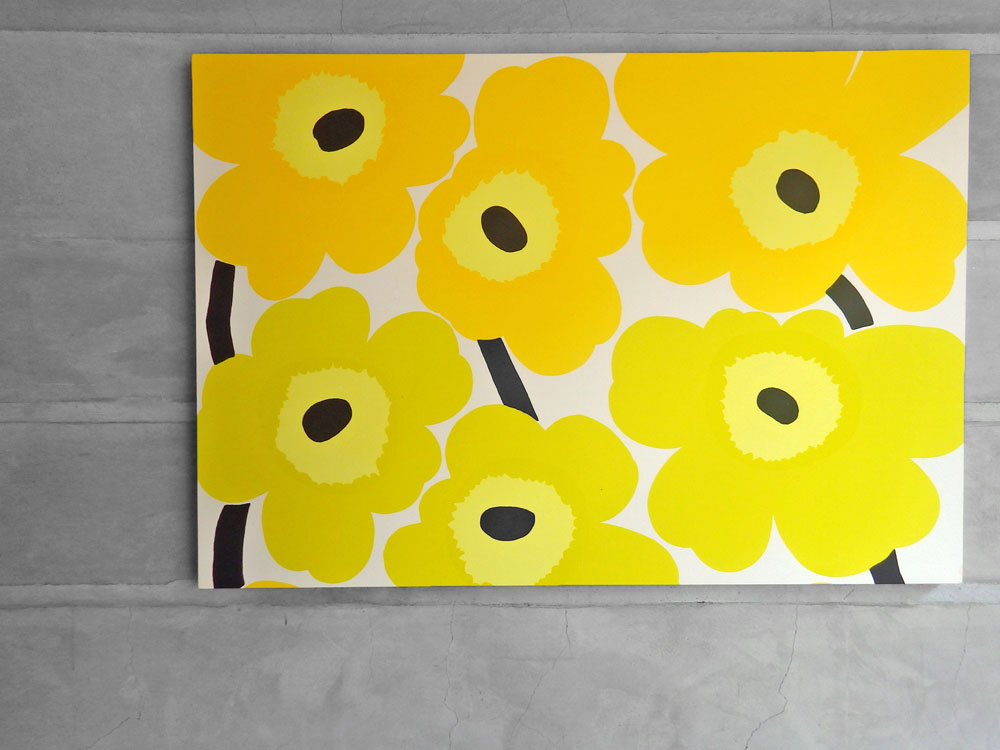 マリメッコ marimekko ウニッコ Unikko ファブリックパネル イエローライム 120×83 マイヤ・イソラ Maija Isola 北欧雑貨 中古品 買い取りしました。