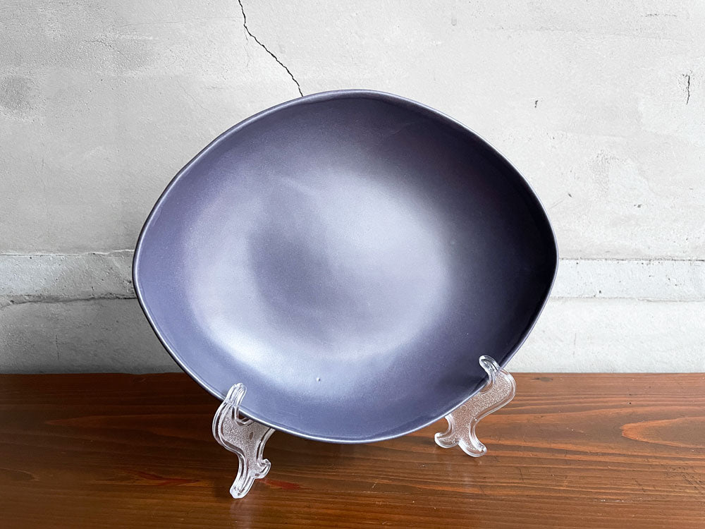 クリスチャンヌ・ペロション Christiane Perrochon オーバルディッシュ プレート ボウル パープル W22cm ストーンウェア 希少  中古品 買い取りしました。