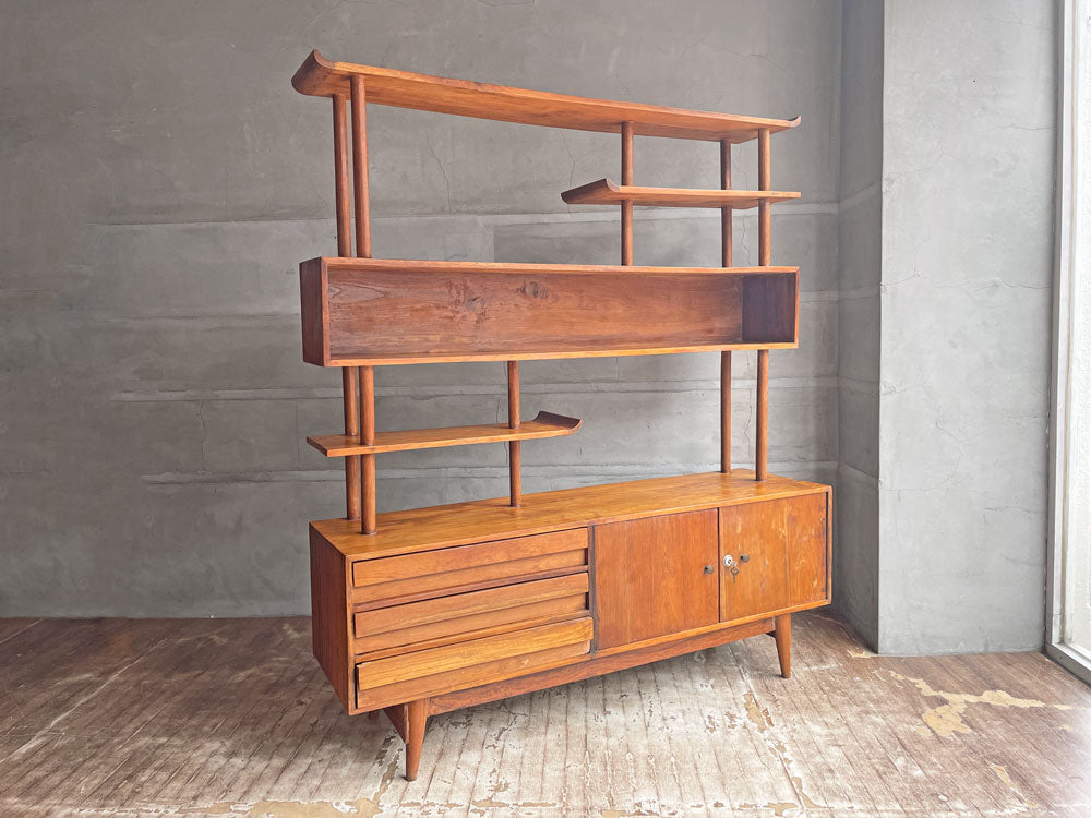 アジアンチーク無垢材 キャビネット オープンシェルフ 飾り棚 違い棚 W140 リゾートスタイル アジアン家具 中古品 買い取りしました。