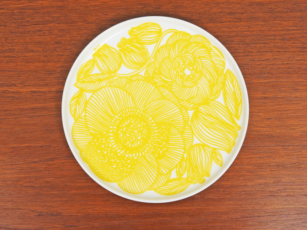 マリメッコ marimekko クルイェンポルヴィ kurjenpolvi プレート イエロー Φ22.5cm アイノ-マイヤ・メトソラ 廃番希少 北欧食器  中古品 買い取りしました。