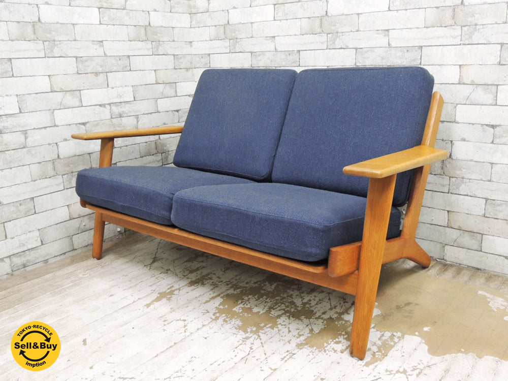 ゲタマ GETAMA GE290 ビンテージ 2人掛け ソファ オーク無垢材フレーム ハンス・J・ウェグナー Hans J. Wegner 北欧家具 ハルタ購入品 中古品 買い取りしました。