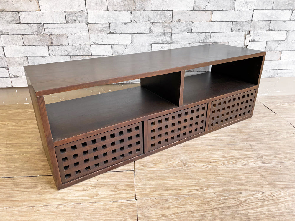 エーフラット a.flat キューブ Cube テレビボード AVボード アッシュ無垢材 引き出し3杯 W116cm アジアンモダンスタイル 定価￥69,465- 中古品 買い取りしました。
