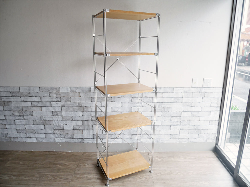 無印良品 MUJI ステンレスユニットシェルフ オーク材棚 1列5段 オープンシェルフ H176cm  中古品  買い取りしました。