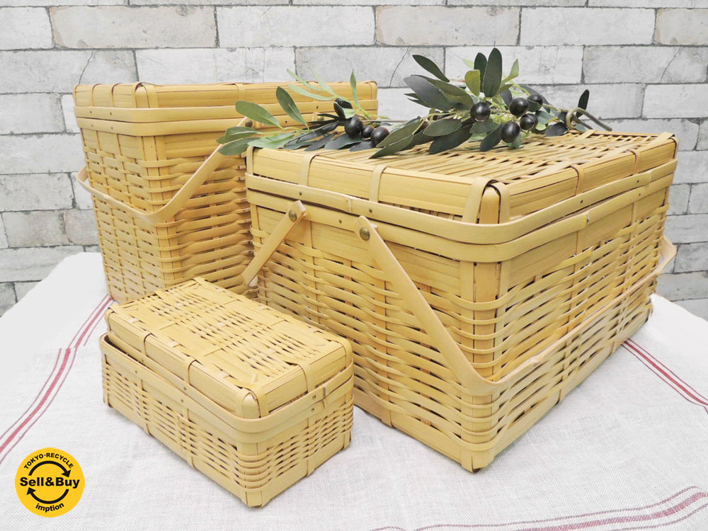 おじろ角物店 ピクニックかご 2点 ＆ サンドイッチかご 竹 日本製 中古品 買い取りしました。