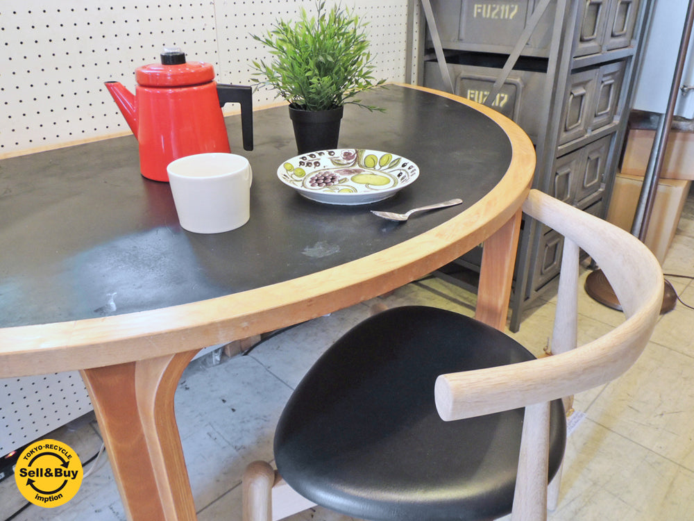 マグナスオルセン ダイニングテーブル 半円 リノリウム天板 R・ティエセン＆ J・ソーレンセン ～R・ティエセンの遺作！J・ソーレンセンとともに製作した半円テーブル～ 【 買取と販売とレンタルのお店 】