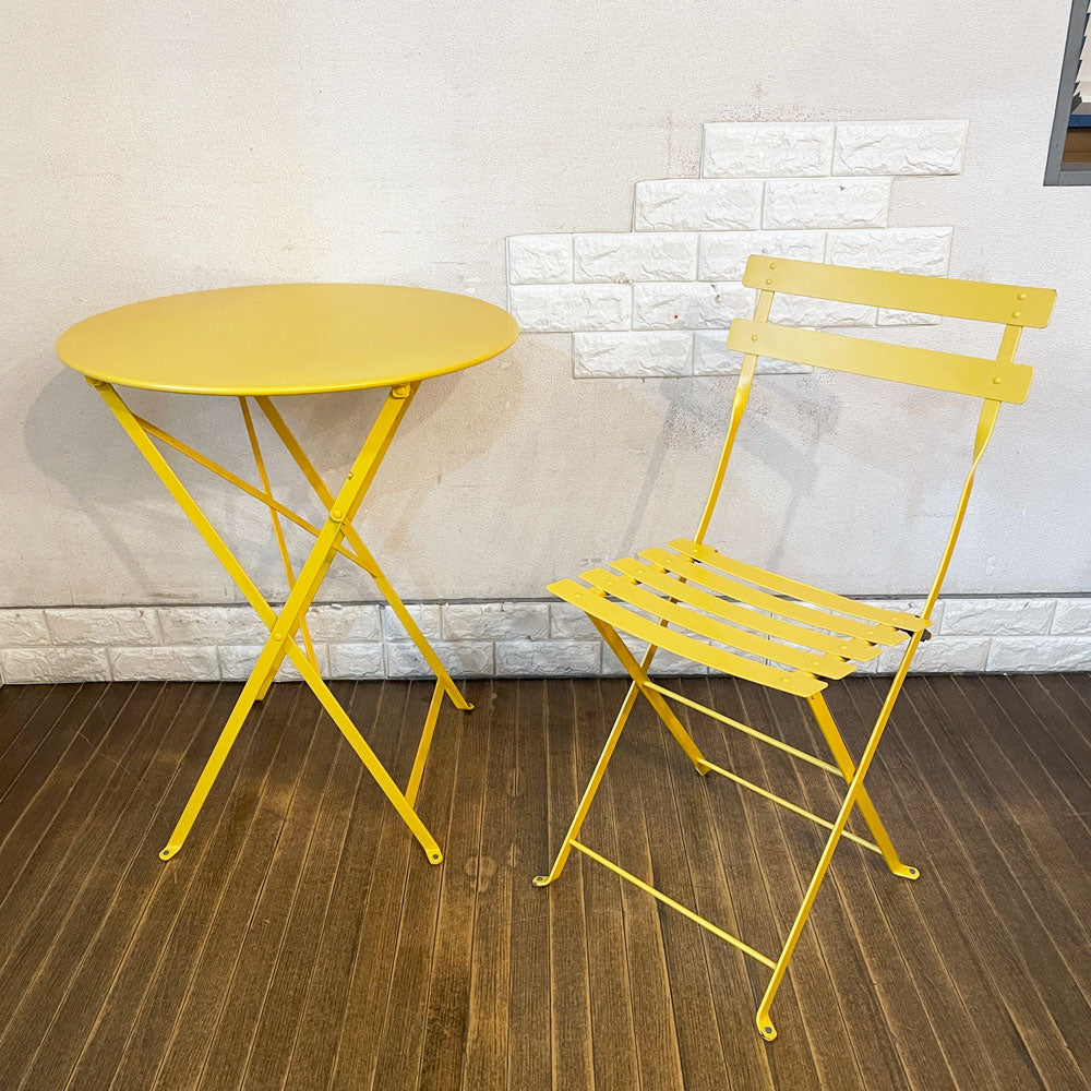 【経堂店】フェルモブ Fermob ビストロ BISTRO ラウンドテーブル ROUND TABLE 60 フォールディング ガーデンテーブル & ガーデンチェア ハニー Φ60cm 折りたたみ フランス 買取させていただきました。