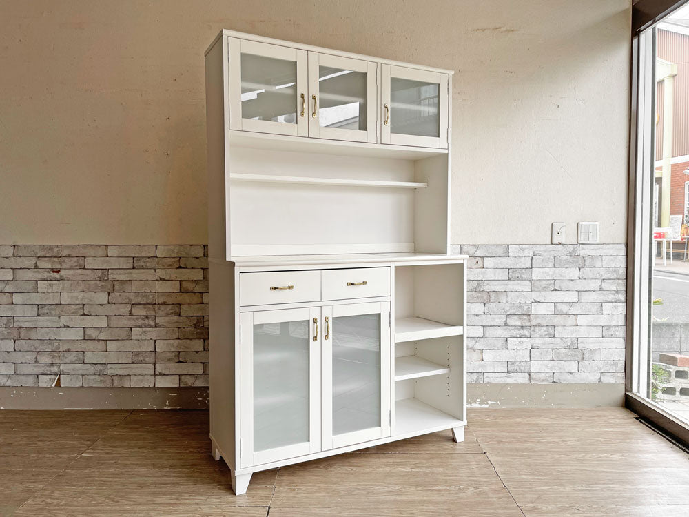 モモナチュラル MOMO Natural ランド LAND キッチンボード タイルトップ レンジボード 食器棚 W113cm 定価￥108,000- 中古品 買い取りしました。