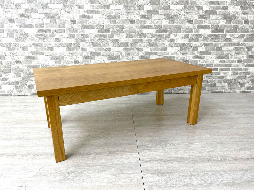 無印良品 MUJI 木製ローテーブル オーク無垢材 ナチュラル 抽斗2杯 W90cm シンプルデザイン 中古品 買い取りしました。