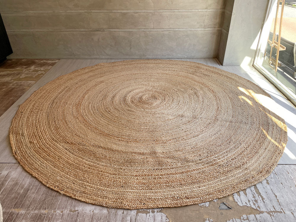 ラルドゥート La Redoute ヘンピィ Hempy ジュート製 手織り円形ラグ 300cm 麻100％ フランス 定価￥135,300- 中古品 買い取りしました。