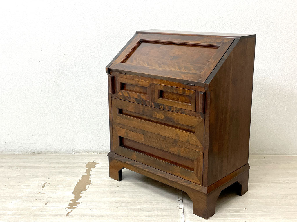 松本民芸家具 66型 高山式 ライティングビューロー デスク 書斎机 チェスト ミズメザクラ無垢材 民藝 和家具 刻印有 定価￥319,000- 中古品 買い取りしました。