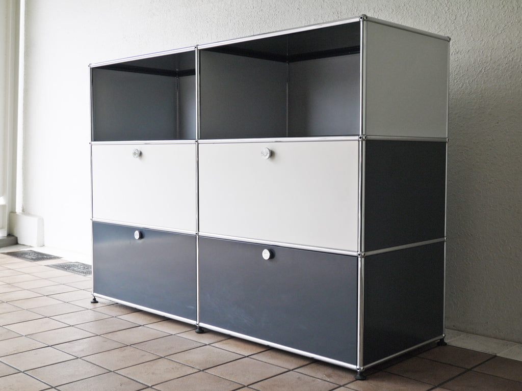 ユーエスエムハラー USM Haller モジュラーファニチャー ハラーシステム 2×3 キャビネット サイドボード アントラサイト × ピュアホワイト ドロップダウンドア ドロワー スイス  中古品 買い取りしました。