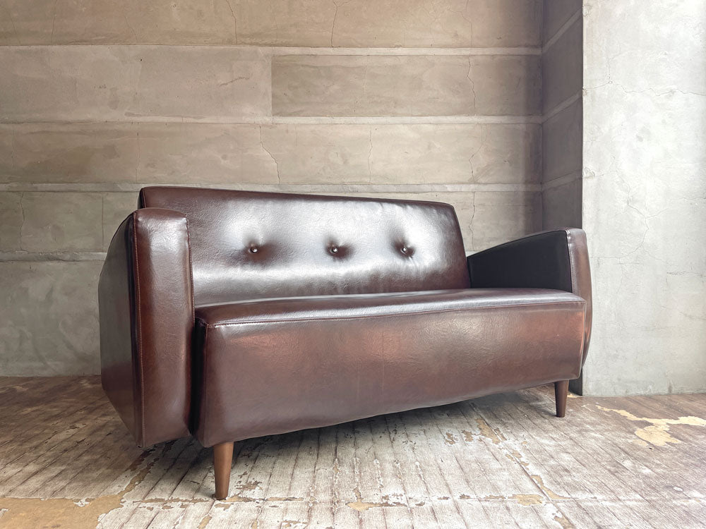 ビーカンパニー B-COMPANY ニューレザー ソファ 2.5人掛け ビニールレザー ダークブラウン 中古品 買い取りしました。