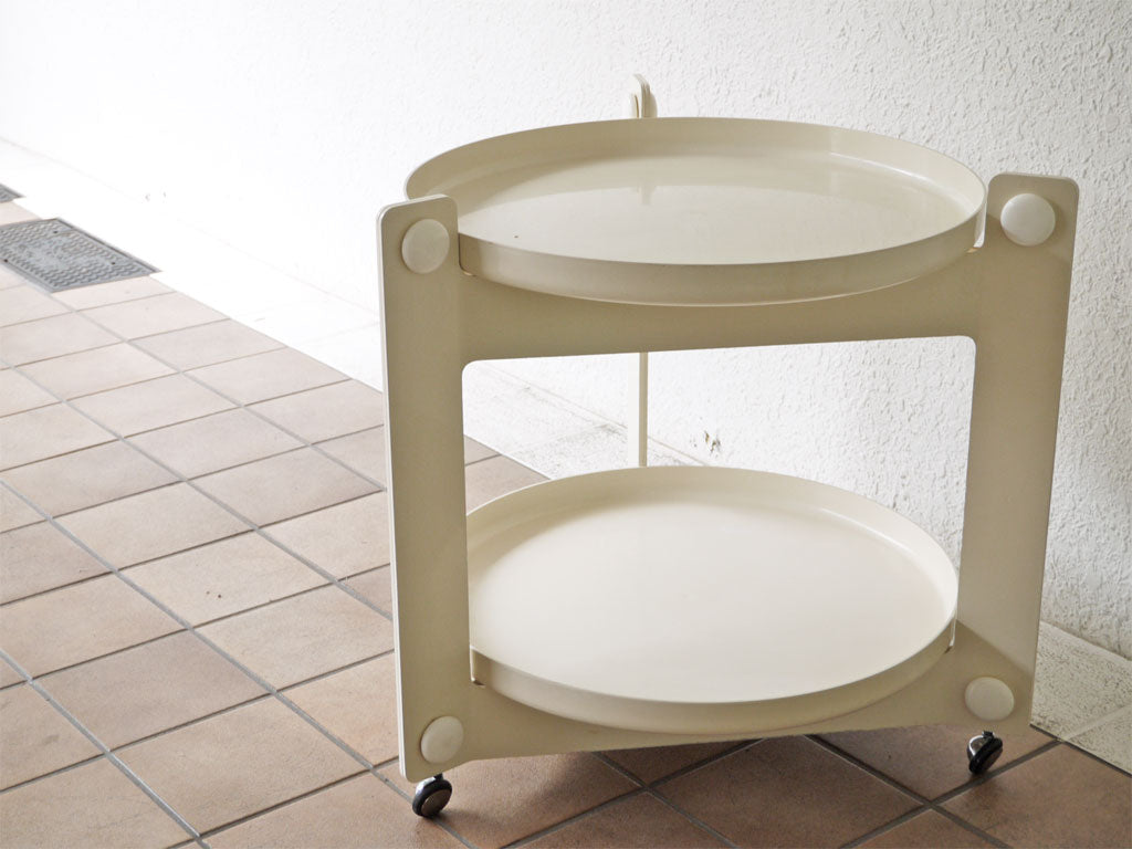 グッチー二 guzzini carello ビンテージ トロ―リ―ワゴン TROLLEY WAGON ホワイト ルイジ・マッソーニ Luigi Massoni スペースエイジ  中古品 買い取りしました。