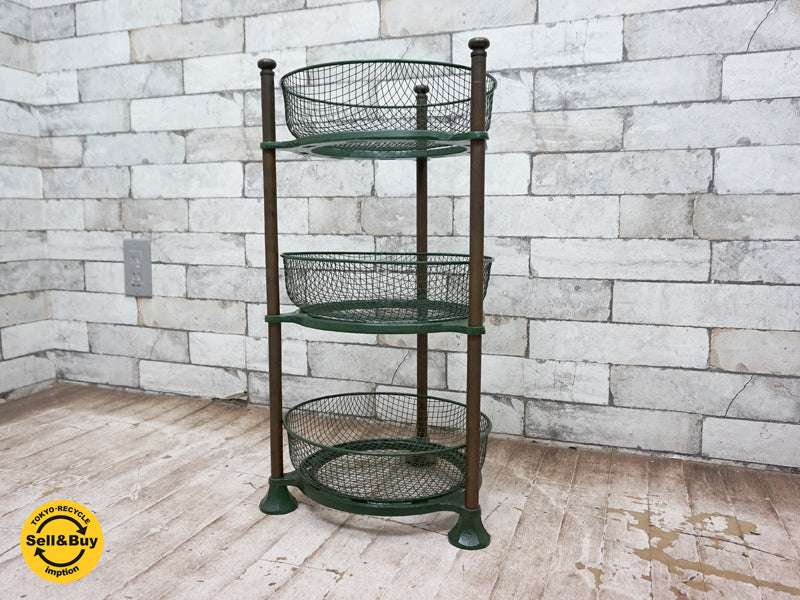 ビンテージ vintage 鋳鉄 × 真鍮 cast iron brass 3段 ラック バスケット付き  中古品 買い取りしました。祖師ヶ谷大蔵店 出張買取もお任せ下さい。
