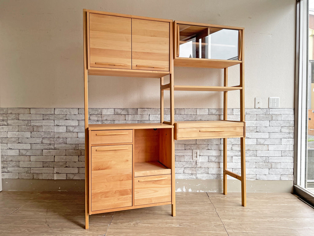 モモナチュラル MOMO Natural ヴィボ ユニット VIBO UNIT キッチンキャビネット レンジボード 2連 W147.5cm アルダー材 カスタムオーダー 合計定価：約20万円 中古品 買い取りしました。