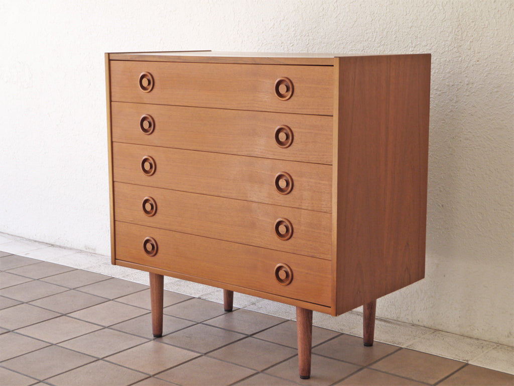 デンマーク ビンテージ Danish Vintage チーク材 チェスト 5ドロワー オイル仕上げ アクタス ACTUS ビンテージフェスタ取扱 北欧家具 中古品 買い取りしました。