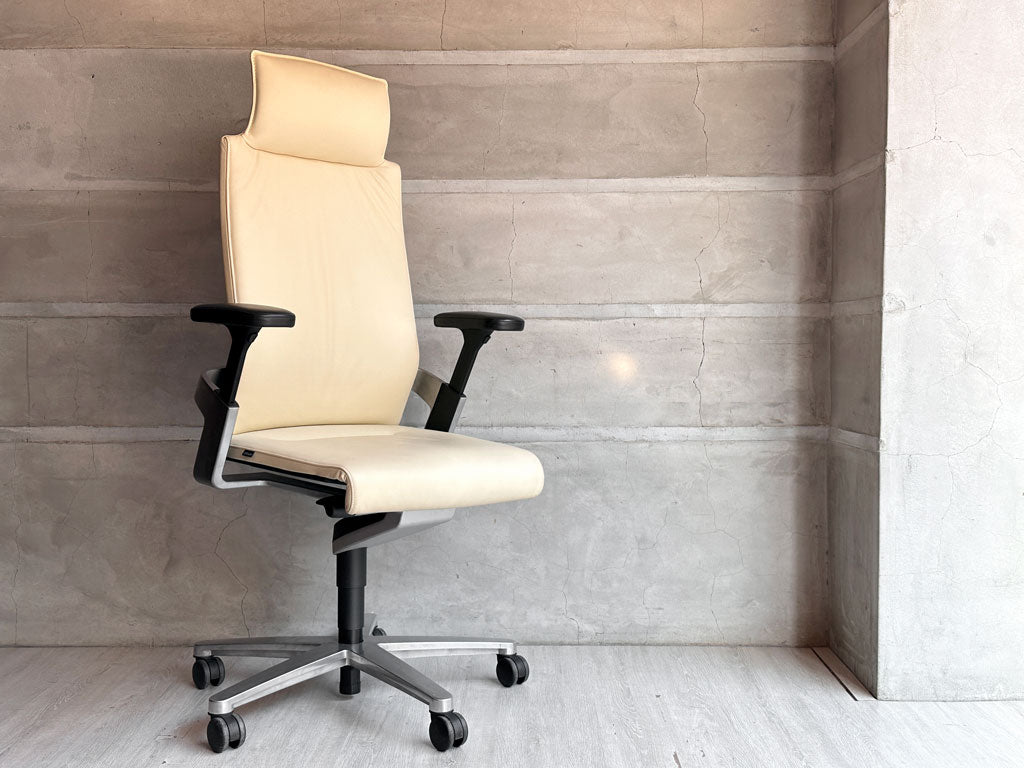 ウィルクハーン Wilkhahn オン ON ハイバック アームチェア 本革 ヘッドレスト 座面昇降 リクライニング オフィスチェア 参考価格約36万円 計2脚  中古品 買い取りしました。