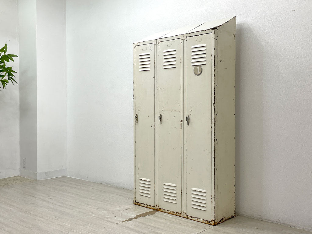 BERGER社 ビンテージ スリム スチールロッカー STEEL LOCKER 3連 インダストリアル ガレージ 店舗什器 USビンテージ 中古品 買い取りしました。