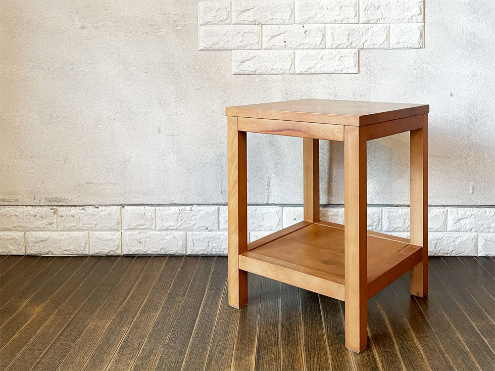 無印良品 MUJI バーチ材 サイドテーブル ナイトテーブル スクエア W38cm 棚板付 ナチュラル シンプルデザイン 廃番 中古品  買い取りしました。