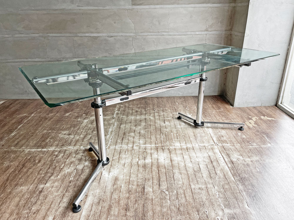 ユーエスエムハラー USM Haller キトス KITOS テーブル デスク ガラス天板 高さ&角度調節可 オフィス家具 W174cm 現状品 中古品 買い取りしました。