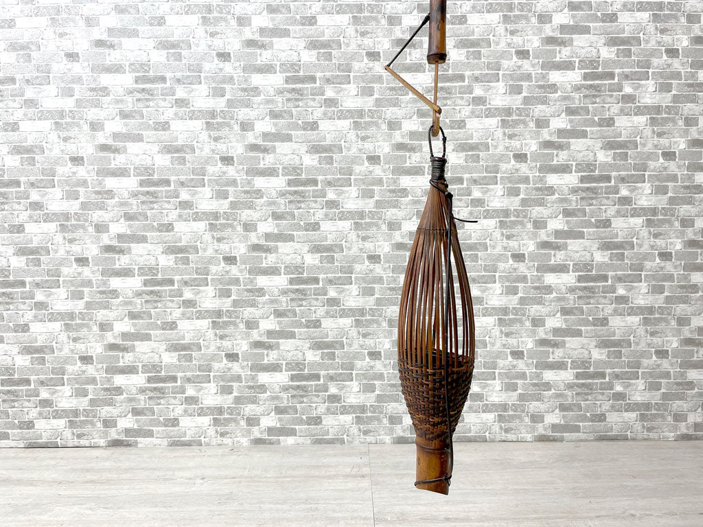 武関翠月作 花籠 自在鉤 セット 竹細工 花器 華道具 竹工芸作家 中古品 買い取りしました。
