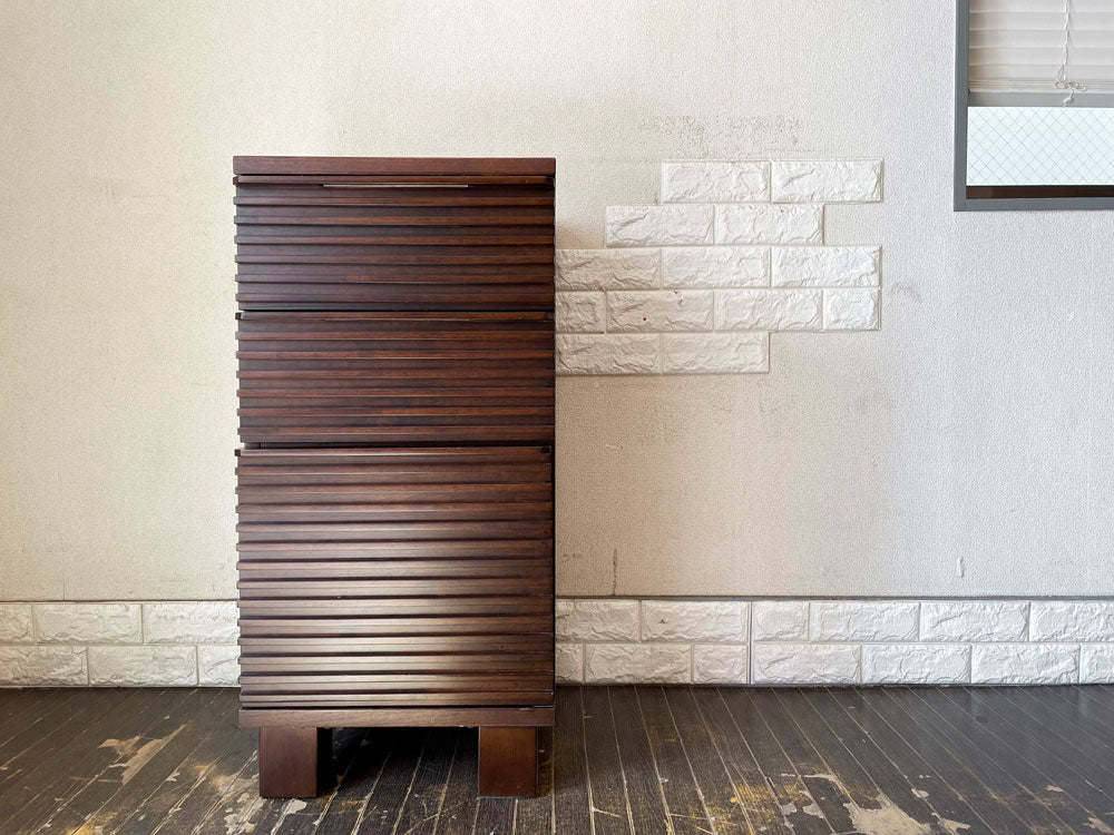 エーフラット a.flat ルーバー Louver cabinet v02 425L ローキャビネット 右開き扉 脚付 Ｈ86cm アジアンリゾートスタイル 定価￥78,551-  中古品  買い取りしました。