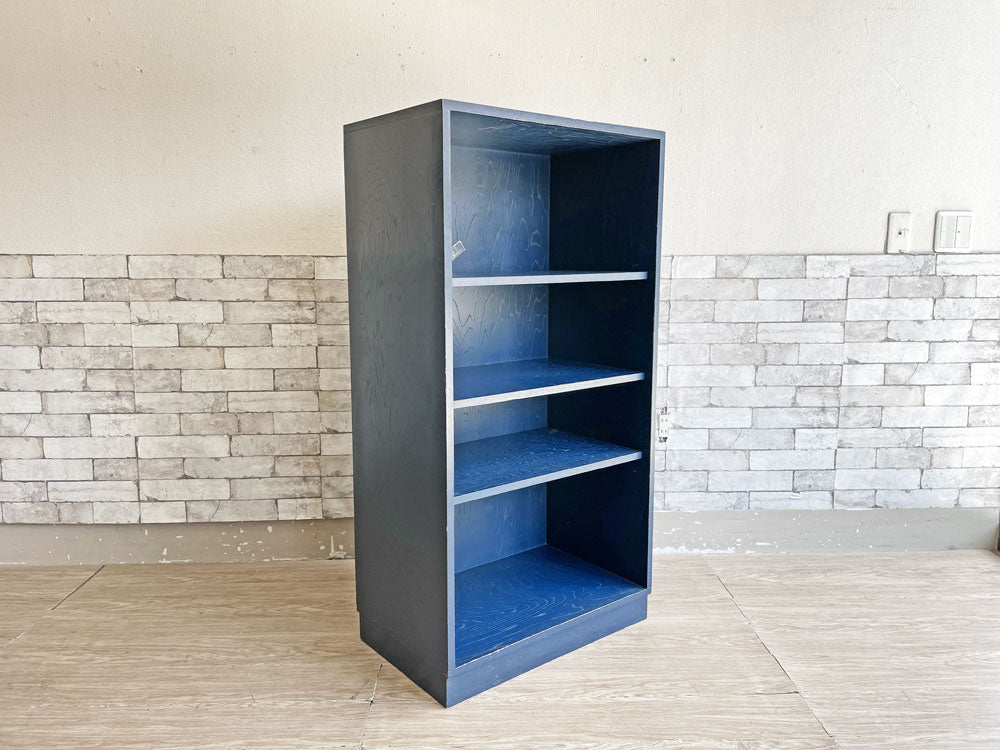 ビンテージ Vintage 木製シェルフ オープンシェルフ ブルーペイント 4段 W64cm 棚板高さ調整可 ヨーロピアンスタイル 中古品 買い取りしました。
