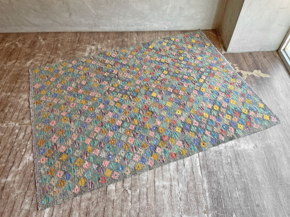 アフガニスタン カウダニ Kaudani キリムラグ 総柄 マルチカラー 174×128cm カーペットビスタ Carpetvista取扱い 中古品 買い取りしました。
