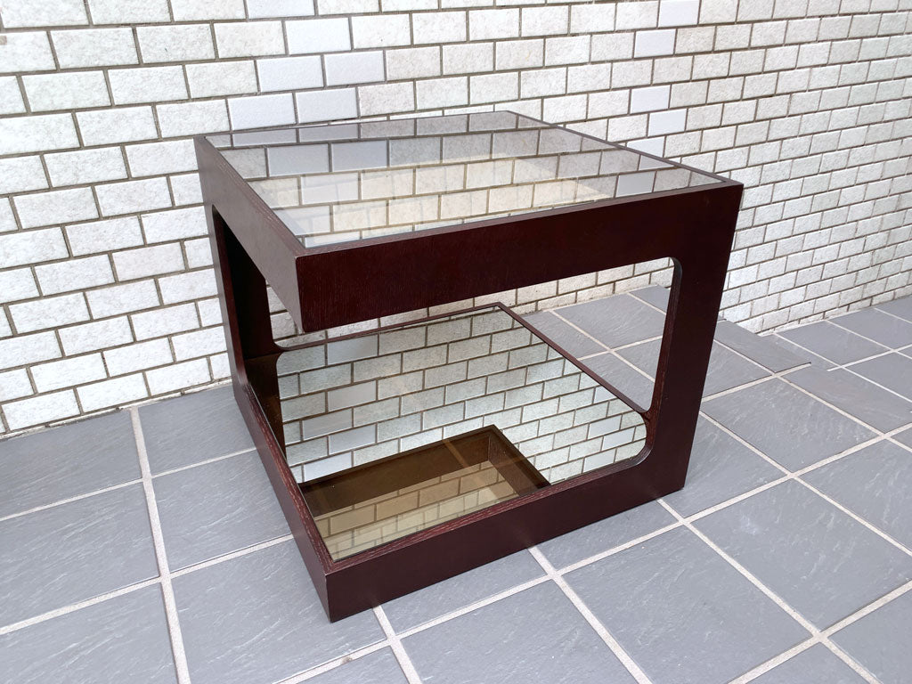 モーダエンカーサ moda en casa ダイス50 daice50 コーヒーテーブル サイドテーブル ダークブラウン ミラーガラス 定価:\31,900- 中古品 買い取りしました。