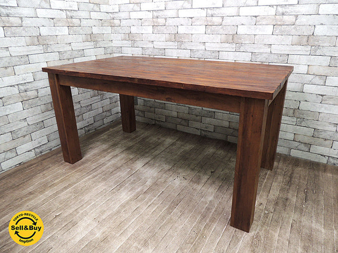 アジアン家具 オールドチーク 無垢材 ダイニングテーブル ～味わい深い古材を活かしたアンティークスタイル～ 【 買取と販売とレンタルのお店 】