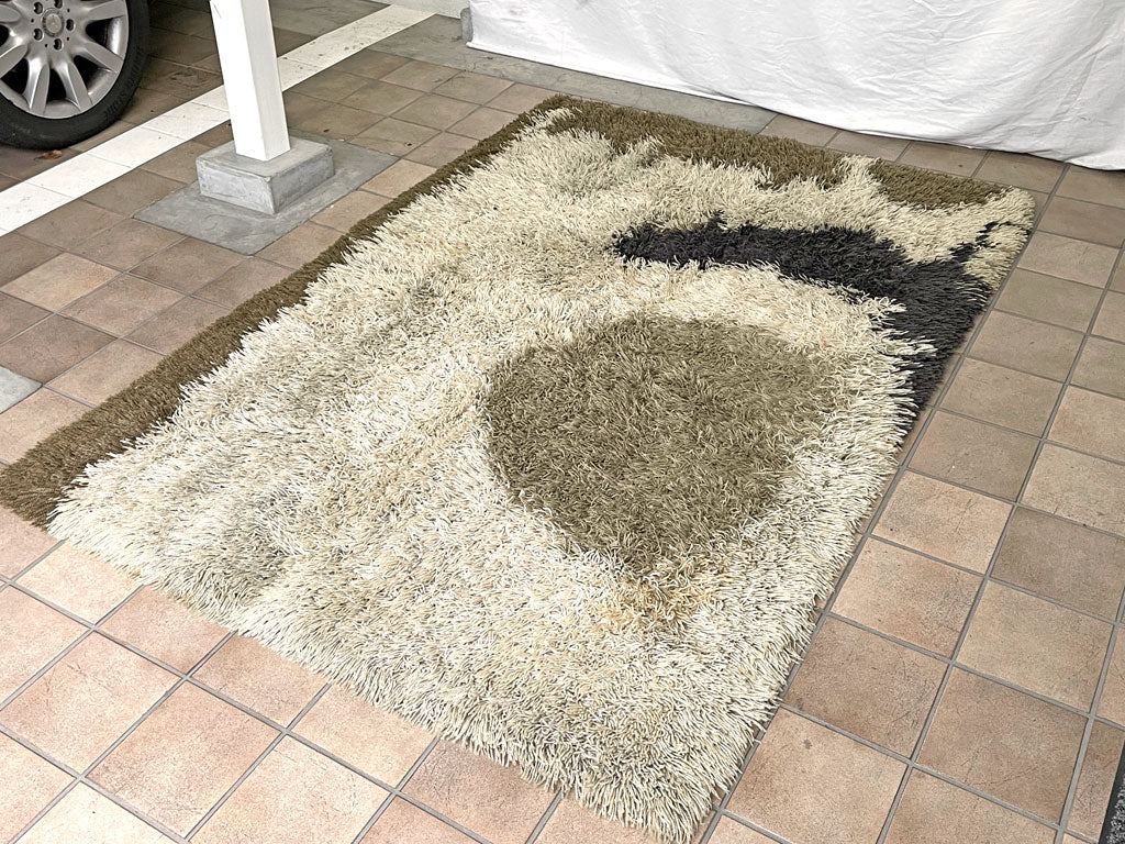 ビンテージ Vintage シャギーラグ 絨毯 ミッドセンチュリーデザイン スペースエイジ 205×143cm 中古品 買い取りしました。