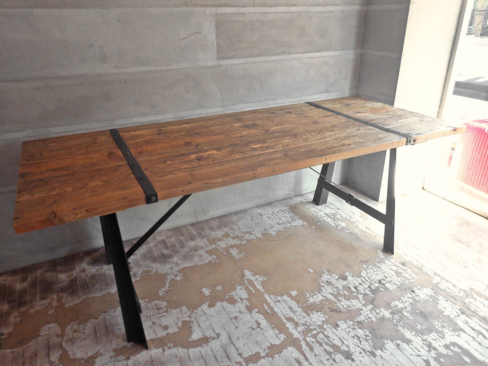 インダストリアルデザイン Industrial Design ワーキングテーブル ダイニングテーブル 古材 × アイアンレッグ W220cm 中古品 買い取りしました。