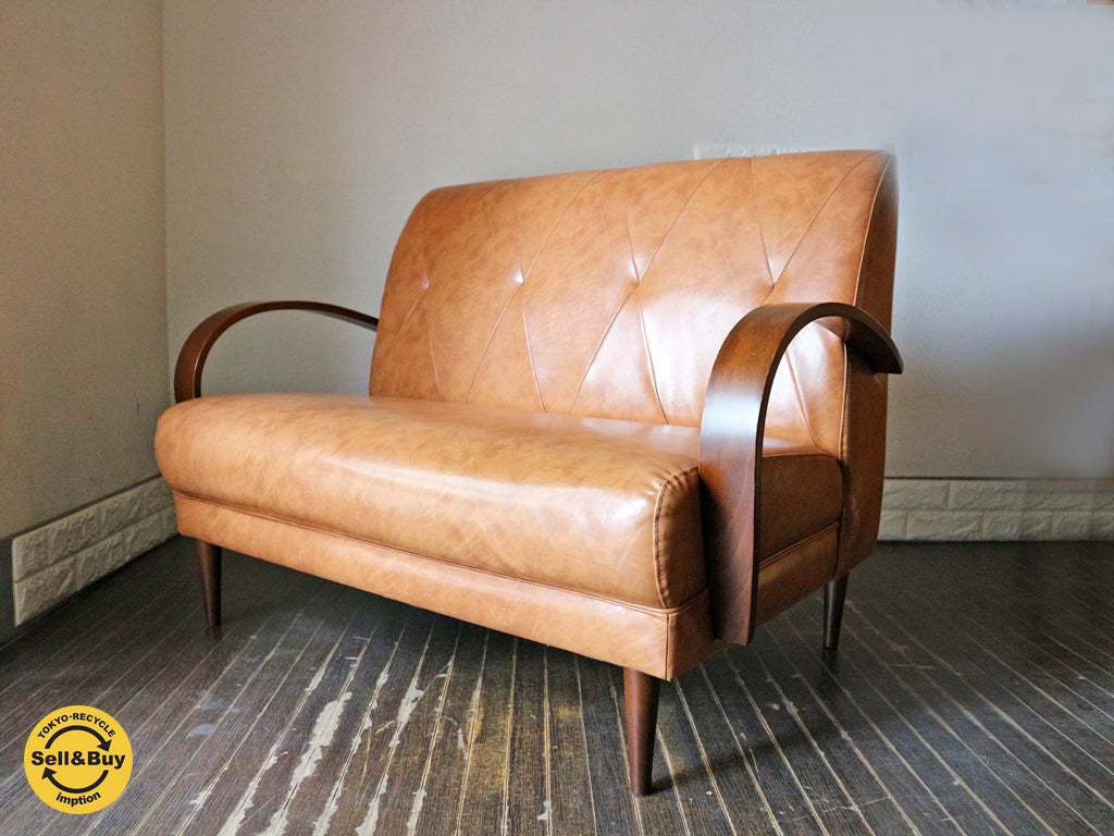 ビーカンパニー B-COMPANY ニューレザーシリーズ クールベ ソファ 2P 2シーター 2人掛け キャメル 中古品  買い取りしました。経堂店 出張買取もお任せ下さい。