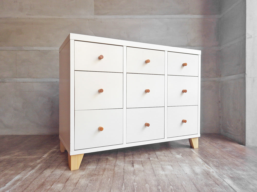 モモナチュラル MOMO Natural ラブチェスト LOVE CHEST チェスト 抽斗9杯 3段 抽斗9杯 9ドロアー ホワイト 定価￥32,000- 中古品 買い取りしました。