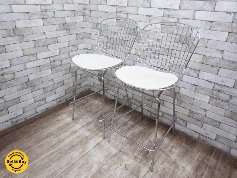 ワイヤーバースツール Wire Bar Stool カウンターチェア ハイスツール 2脚セット ハリーベルトイア Harry Bertoia デザイン リプロダクト ミッドセンチュリー 買い取りしました。祖師ヶ谷大蔵店 出張買取もお任せ下さい。