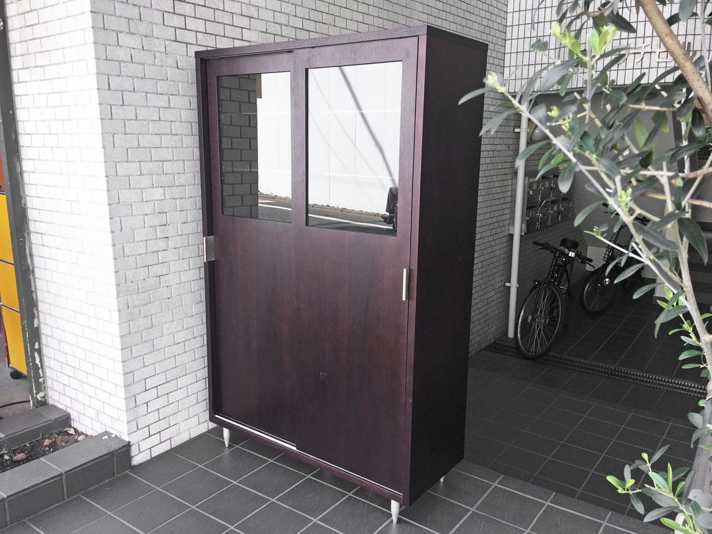 クラスティーナ Crastina バーキャビネット カップボード 食器棚 ダークブラウン モダンデザイン 中古品 買い取りしました。