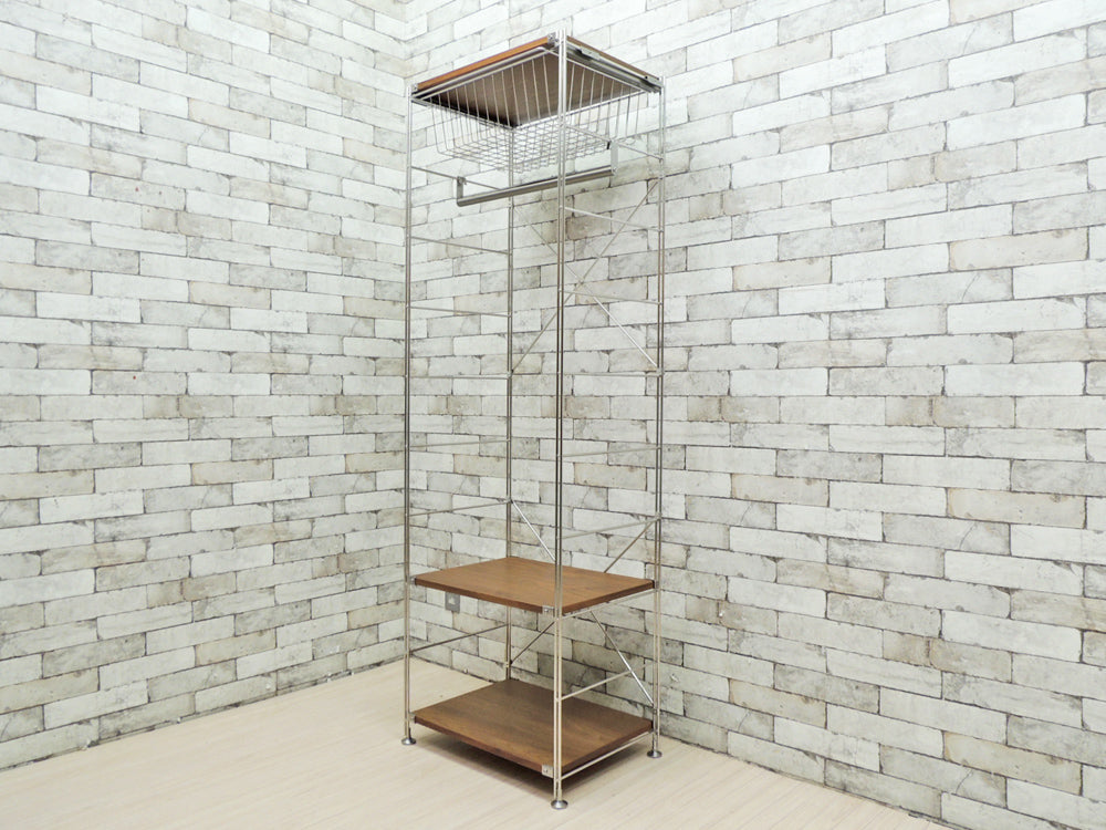 無印良品 MUJI ステンレスユニットシェルフ ウォールナット棚 × ワードローブバー × ワイヤーバスケット W58cm   中古品 買い取りしました。
