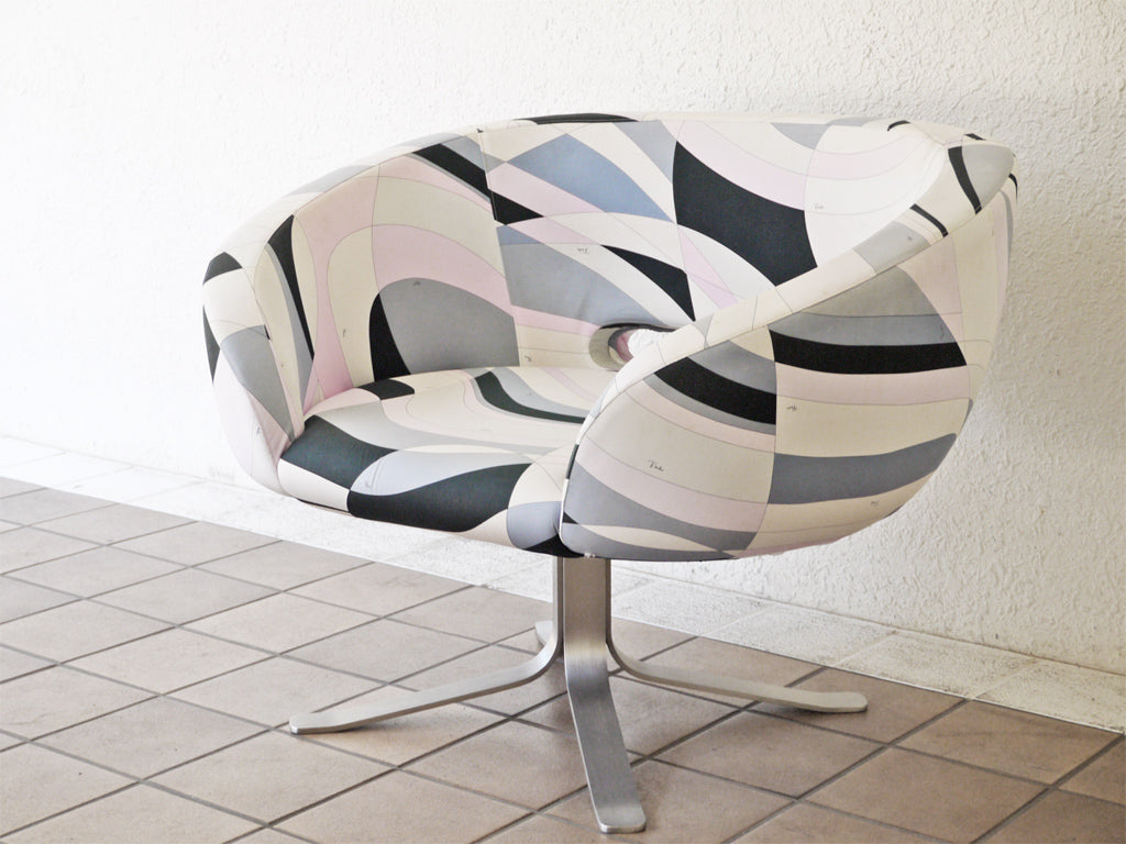 カッペリーニ × エミリオ・プッチ Capellini×Emilio Pucci リヴドゥロワット Rive Droite アームチェア ラウンジチェア グレー×ピンク パトリック・ノルゲ 中古品 買い取りしました。