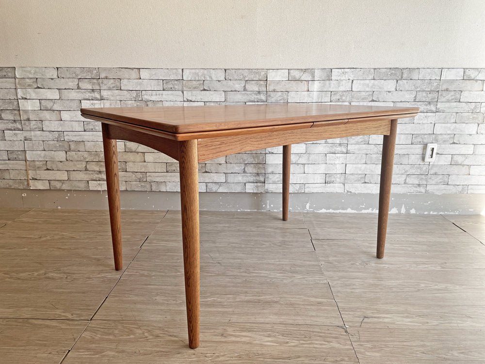 スラゲル SLAGELSE Mobelfabrik デンマークビンテージ Danish Vintage エクステンション ダイニングテーブル チーク材×オーク材 伸長式 北欧家具 中古品 買い取りしました。